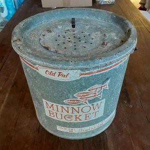 VTG 1960s Old Pal Galvanized Metal Minnow Bucket